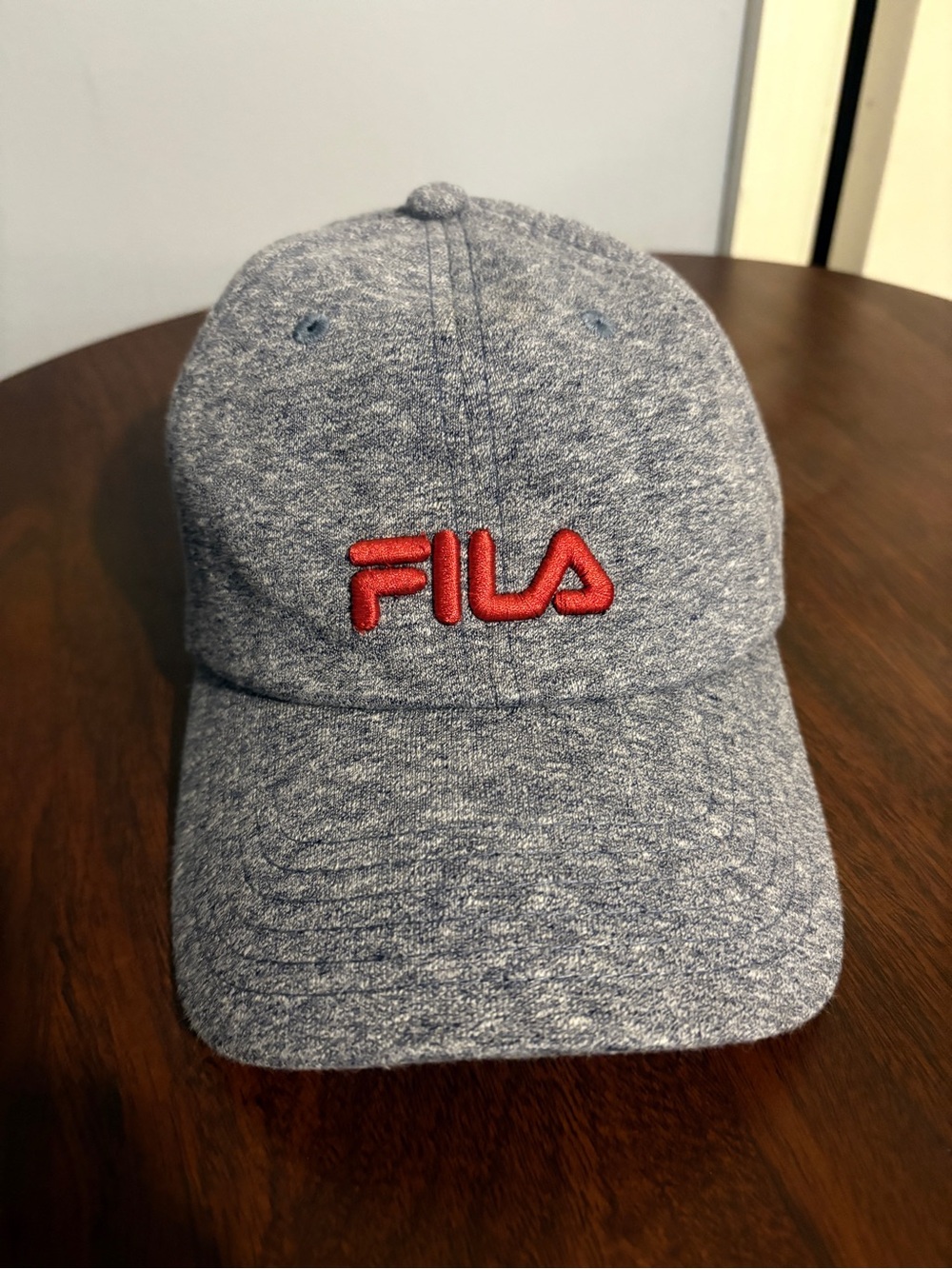 FILA Heather Blue Baseball Cap with Red Logo